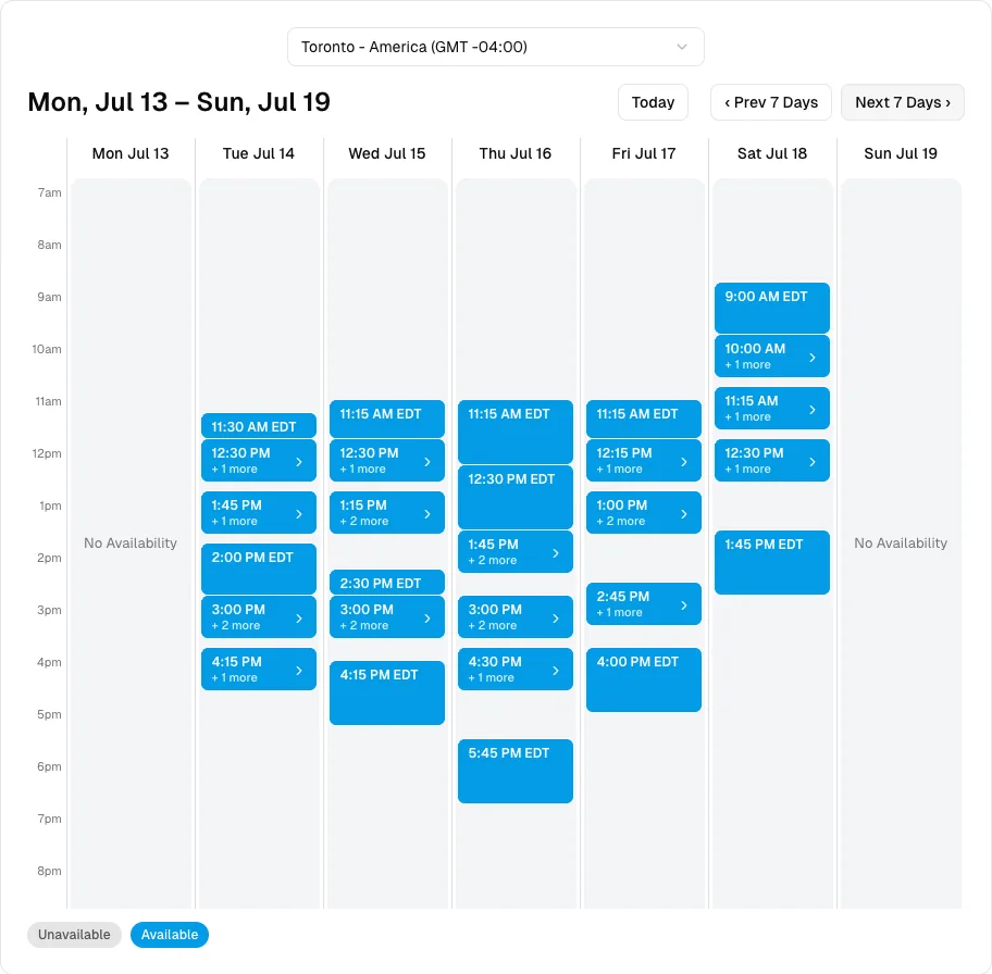 Alternative Therapy software showing booking week.