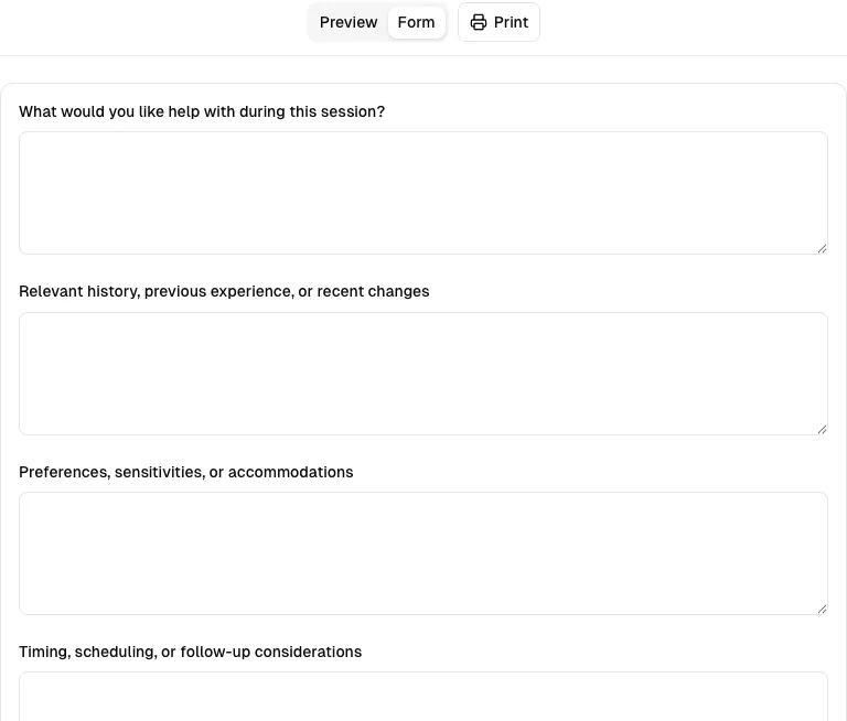 Alternative Therapy software showing form.