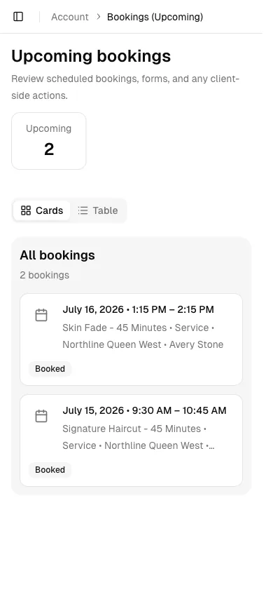 Barbers software showing mobile.