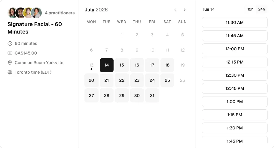 Beauty Salon software showing booking month.