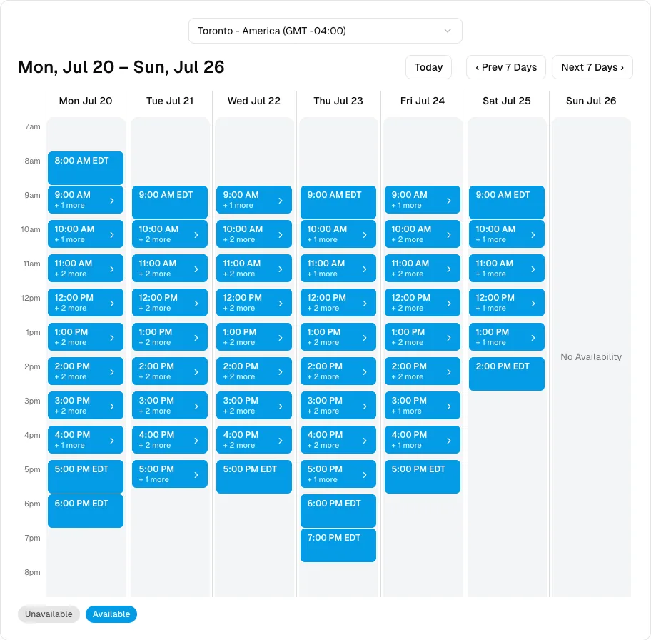 Beauty Salon software showing booking week.