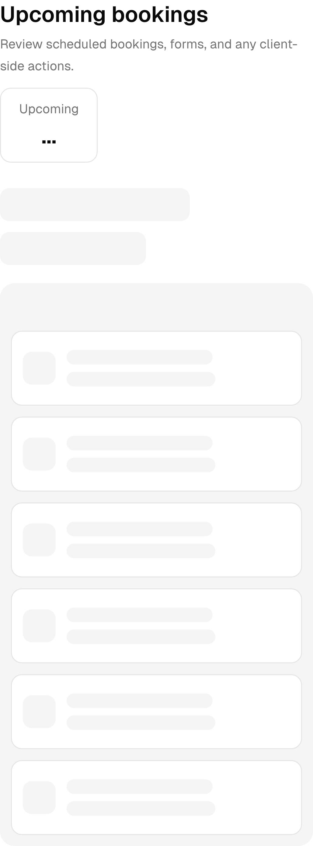 Upcoming hair salon bookings in the real mobile client portal.