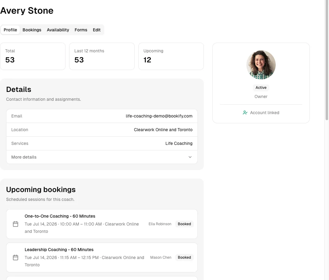 Life Coaching software showing team.
