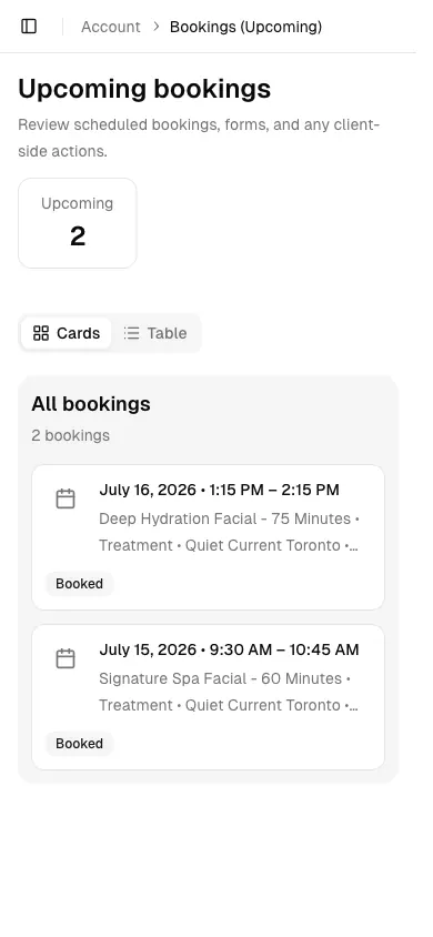 Spa software showing mobile.