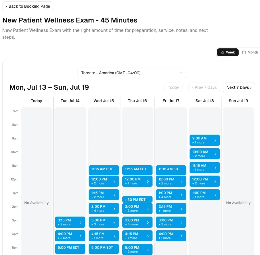 Veterinary Clinic software showing booking week.